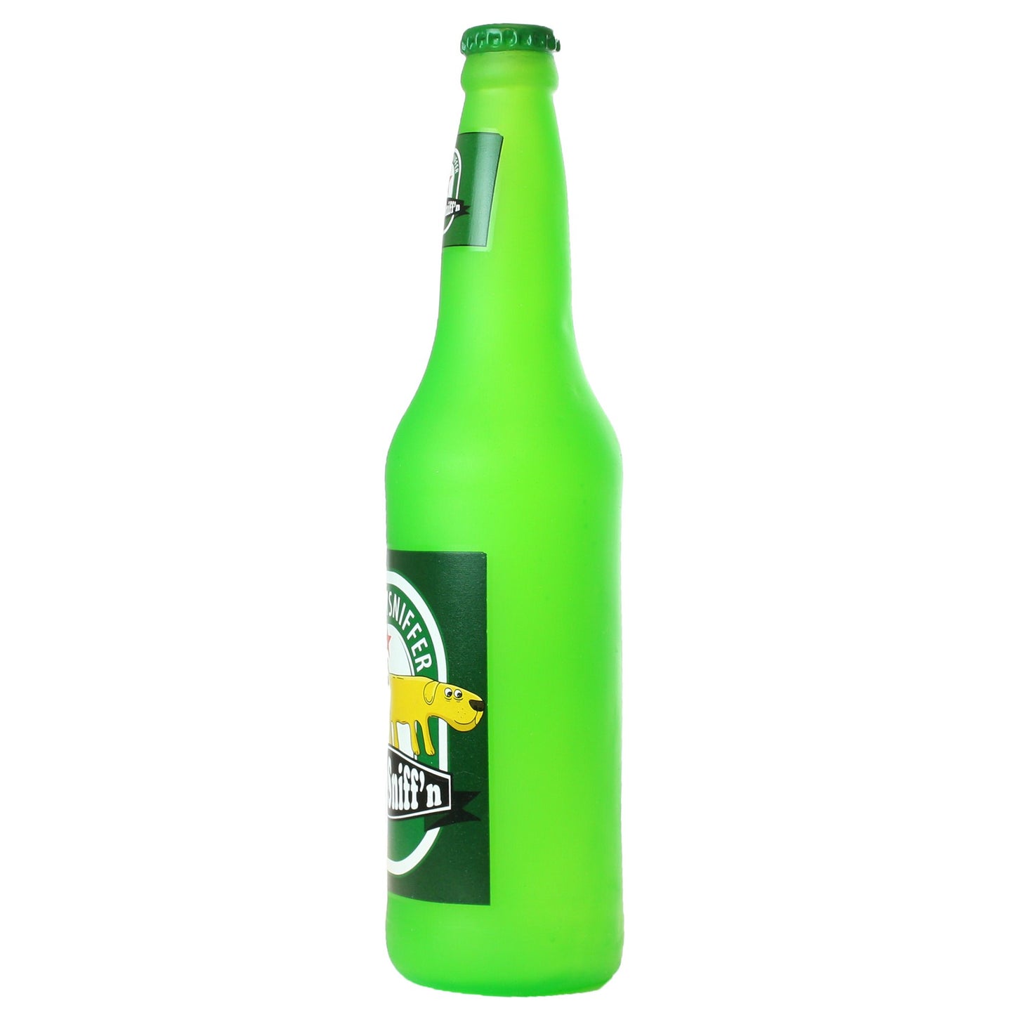 SILLY SQUEAKER BEER BOTTLE HEINIE SNIFFER DOG TOY