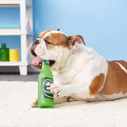 SILLY SQUEAKER BEER BOTTLE HEINIE SNIFFER DOG TOY
