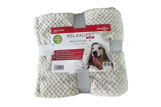 RelaxoPet stress relief XL blanket for anxious pets in soft textured beige fabric
