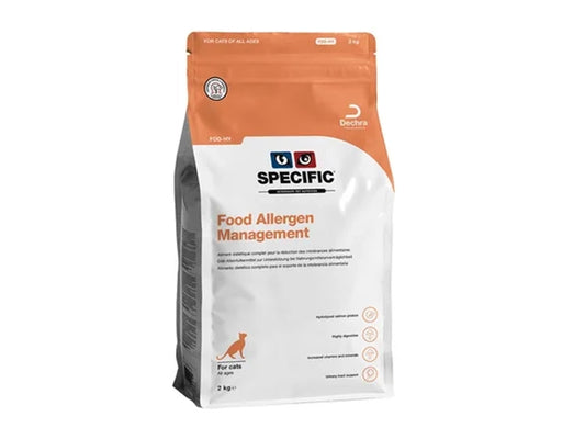 Specific cat food bag SPECIFIC FELINE FDD-HY FOOD ALLERGEN MANAGEMENT for cats of all ages